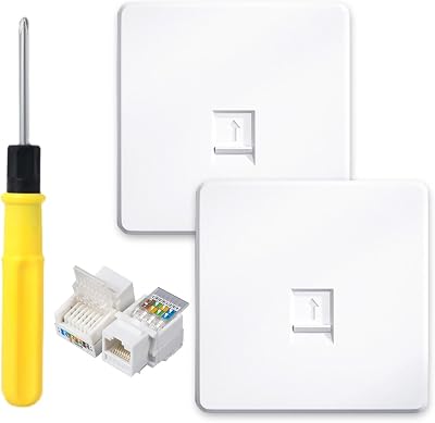ACMEROTA RJ45 Ethernet Faceplate Cat6 Single 1-Port Flat Wall Plate Network