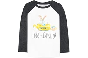 DUTUT Happy Easter Shirts Toddler Eggs Cavator Shirt Cute Easter Bunny Tees Baby Girls Boys Peep Long Sleeve Tops