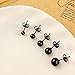 Feramox 316L Stainless Steel Stud Earrings Round Ball Earrings for Men Women Assorted Sizes 5 Pairs 3-7mm (Black)