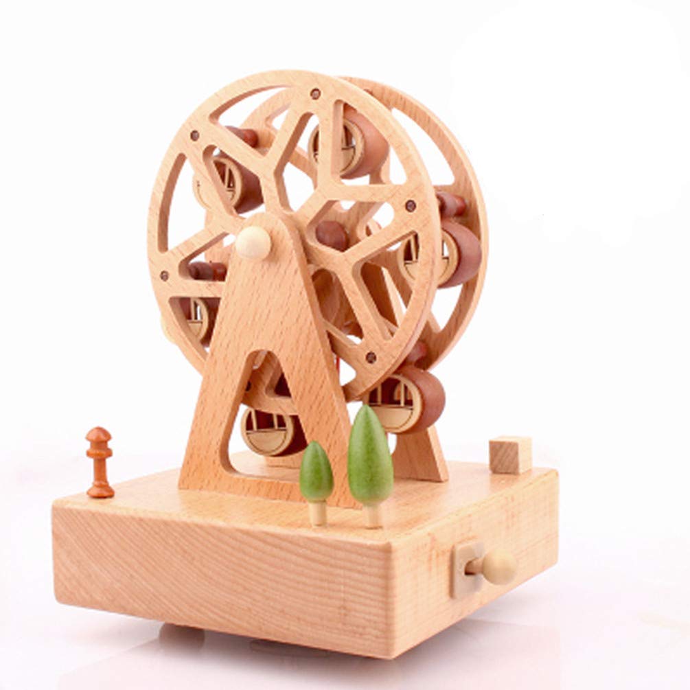 Medigy Solid Wooden Music Box Wood Music Boxes Merry-go-round Musical Box Christmas Birthday Gifts for Kids Baby Toddle FERRIS WHEEL Design