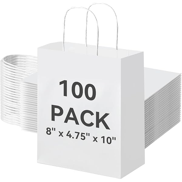 HUAPRINT White Paper Gift Bags 30 Pack - Assorted Sizes With Handles For Retail, Parties & Shopping
