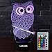 LJOYKID Owl 3D Led Night Light - Optical Illusion 7 Colors Touch Table Desk Visual Lamp with Remote Control Lamp for Gifts Toys for Children Kids