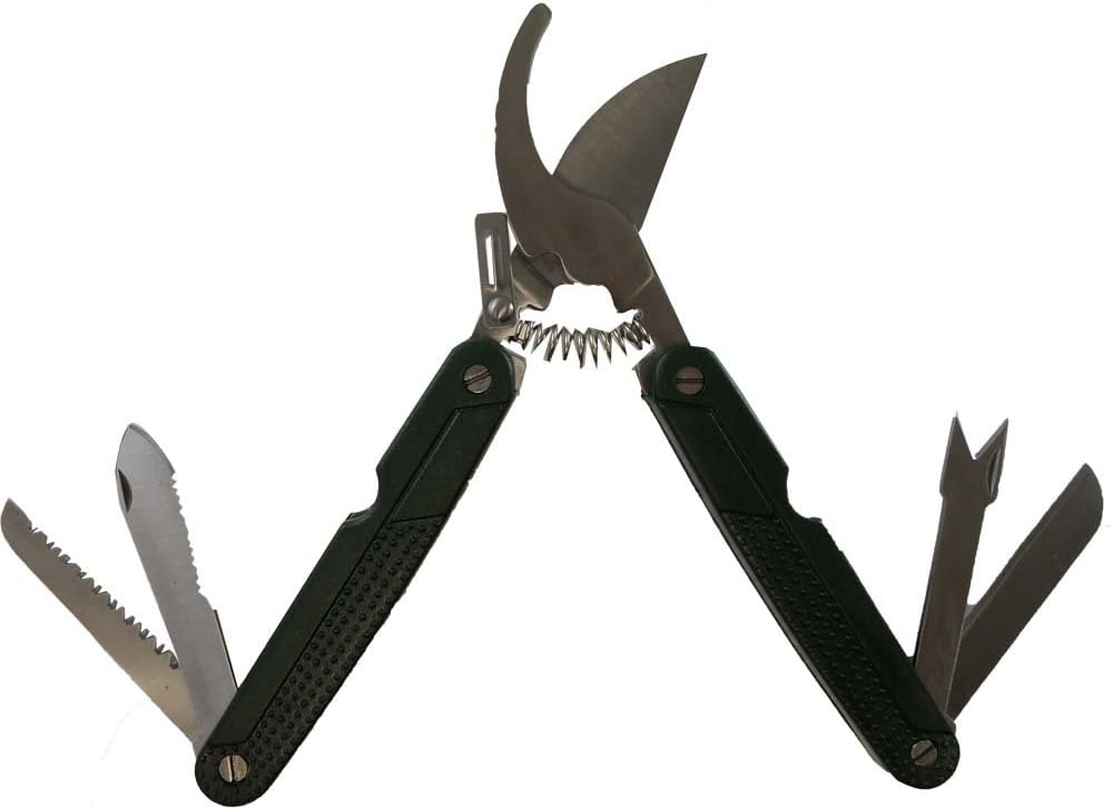 8" Folding Garden Pruner W/Multitool Hunting Knives
