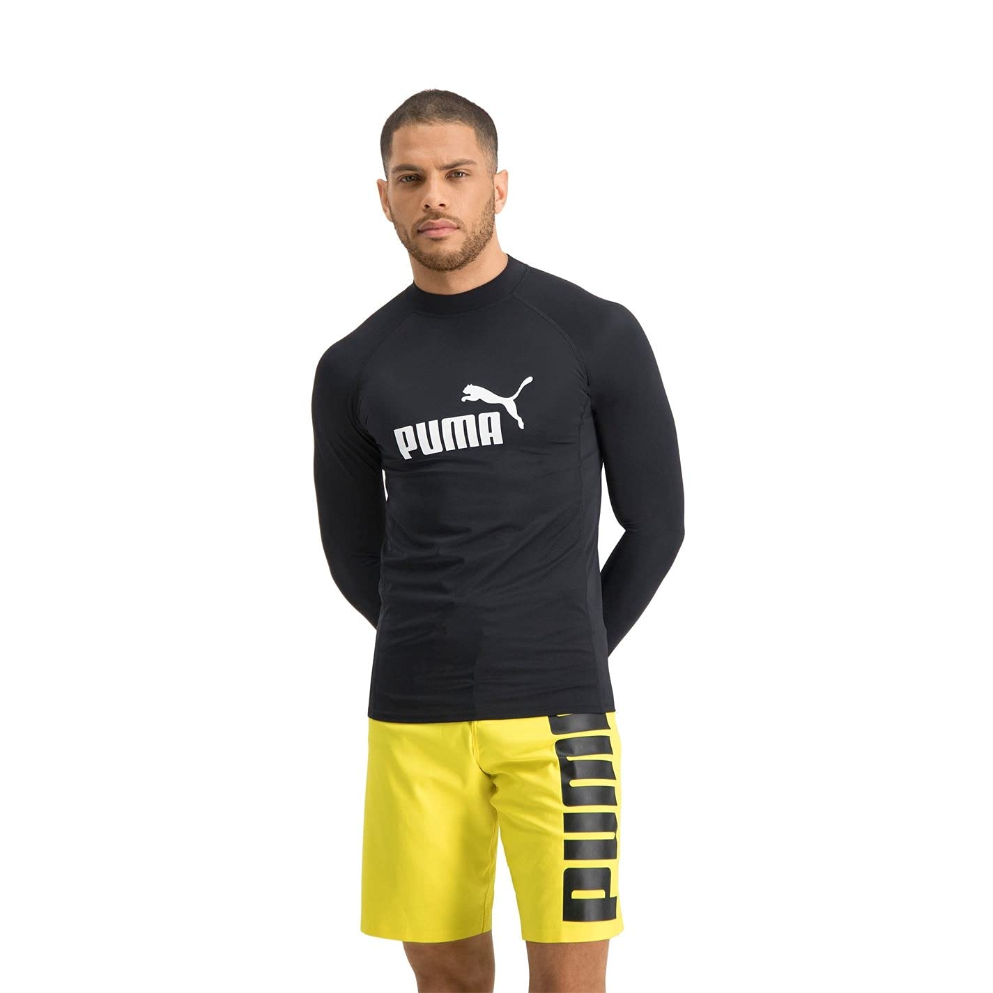 PUMA Men's Long Sleeve Rash Guard Rash Guard Shirt, Schwarz, XL