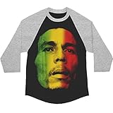 Bob Marley Rasta Face Adult Raglan - Black (Medium)