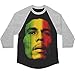 Bob Marley Rasta Face Adult Raglan - Black (Medium)