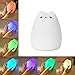 LUNSY Night Lights for Kids, Multicolor Silicone Soft Kitty Nursery Lamp, White & 7-Color Breathing 2 Light Modes, 12H Portable Use.