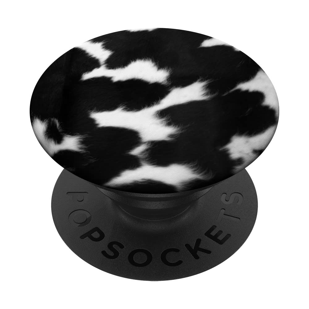 Cow Lookalike Cowhide Skin Print Farm Animal Black and White PopSockets Swappable PopGrip