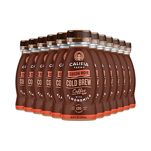 Califia Farms Cold Brew Coffee with Almondmilk, Dairy Free, Plant Milk, Vegan, Non-GMO, Cocoa Noir, 10.5 Oz (Pack of 12)