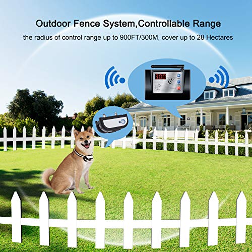 Beinhome Wireless Electric 2 Dog Fence System Electronic Outdoor Wireless Fence for 2 Dogs Rechargeable Receiver Collars