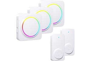 PHYSEN Wireless Doorbells for Home, Waterproof Doorbell Chime Kits 3 Receivers 2 Buttons, 1000ft Range, 32 Melodies 5 Volume Levels, Colorful LED Flash, Door Bells Chimes Wireless for Home/Classroom