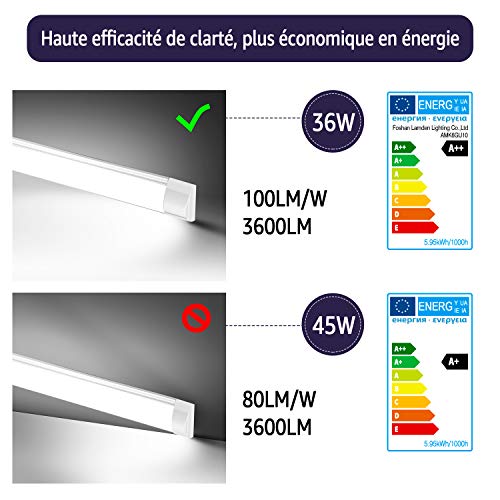 L'Home LED Feuchtraumleuchte 120CM 36W Ultraslim led Röhre Leuchtstofflamp mit 3600LM, 6500K, Wandleuchte, Garagenlampen… – Bild 4