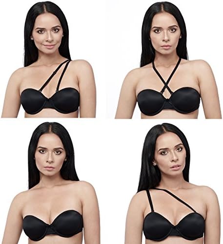 VersaBra Convertible Multiway Strapless Bra 32A - 42DD (36D, Black)