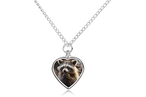 FekiLoot Cute Raccoon Urn Necklace for Ashes Heart Cremation Jewelry Memorial Keepsake Pendant Locket Ash Holder Memory Jewel