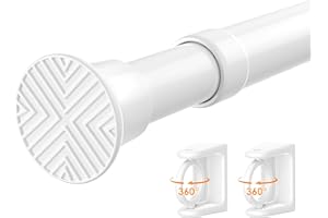 SISELBA White Spring Tension Curtain Rod 24 to 48 inch,Tension Rod No Drilling,Adjustable Short Tension Rod,Spring Curtain Rod,Small Tension Rod for Window