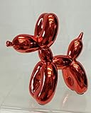 Balloon Dog Figurine Statue Home Decor - Miniature Size - Red Metallic Finished