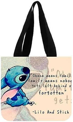 Emana New Custom Cotton Canvas Lilo & Stitch Tote Bag Shoulder Bags (2 Sides)
