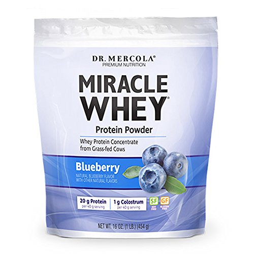 Dr. Mercola Miracle Whey Concentrate Protein Powder – Blueberry Flavor – Lean Muscle Growth, Immune Support – Colostrum, Sunflower Lecithin, MCT, Beta Glucan, Amino Acids: Cysteine, Glycine, Glutamate
