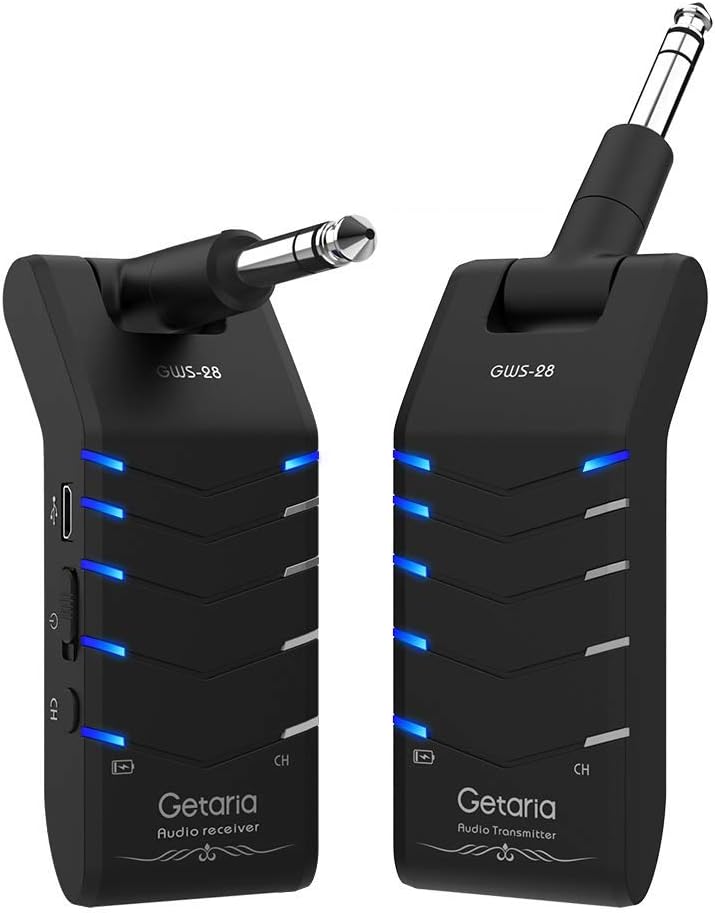 Getaria Wireless Guitar System Double Track Stereo Wireless Guitar Transmitter and Receiver 5 Channels Electric Guitar Bass Keyboard: Home Audio & Theater