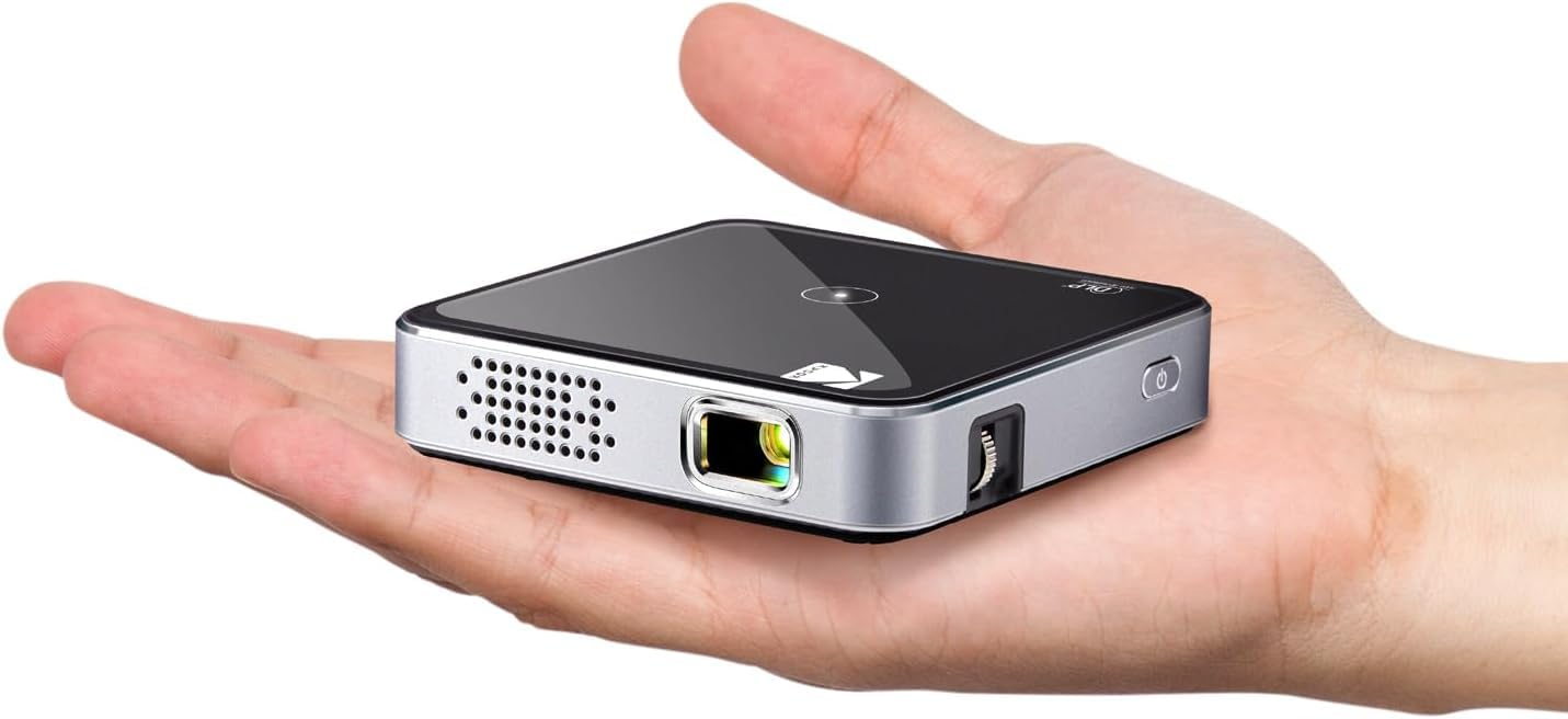 Kodak Ultra Mini Portable Projector -1080p HD support Black LED DLP Rechargeable Pico Projector - 100" Display, Built-in Speaker - HDMI, USB and Micro SD - Compatible with iPhone iPad, Android