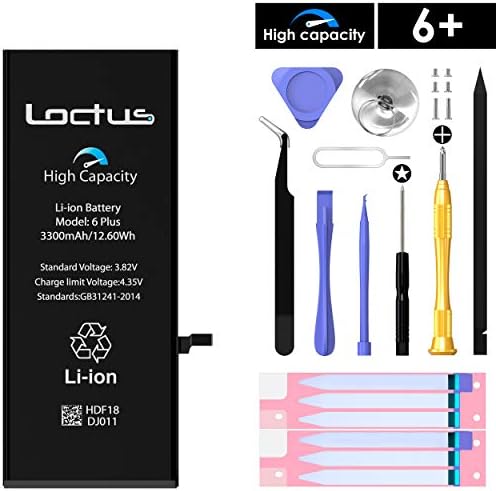 3300mAh High Capacity Battery for iPhone 6 Plus with Complete Replacement Tool Kit, Adhesive Tape and Instructions Included by Loctus 24 Months Warranty