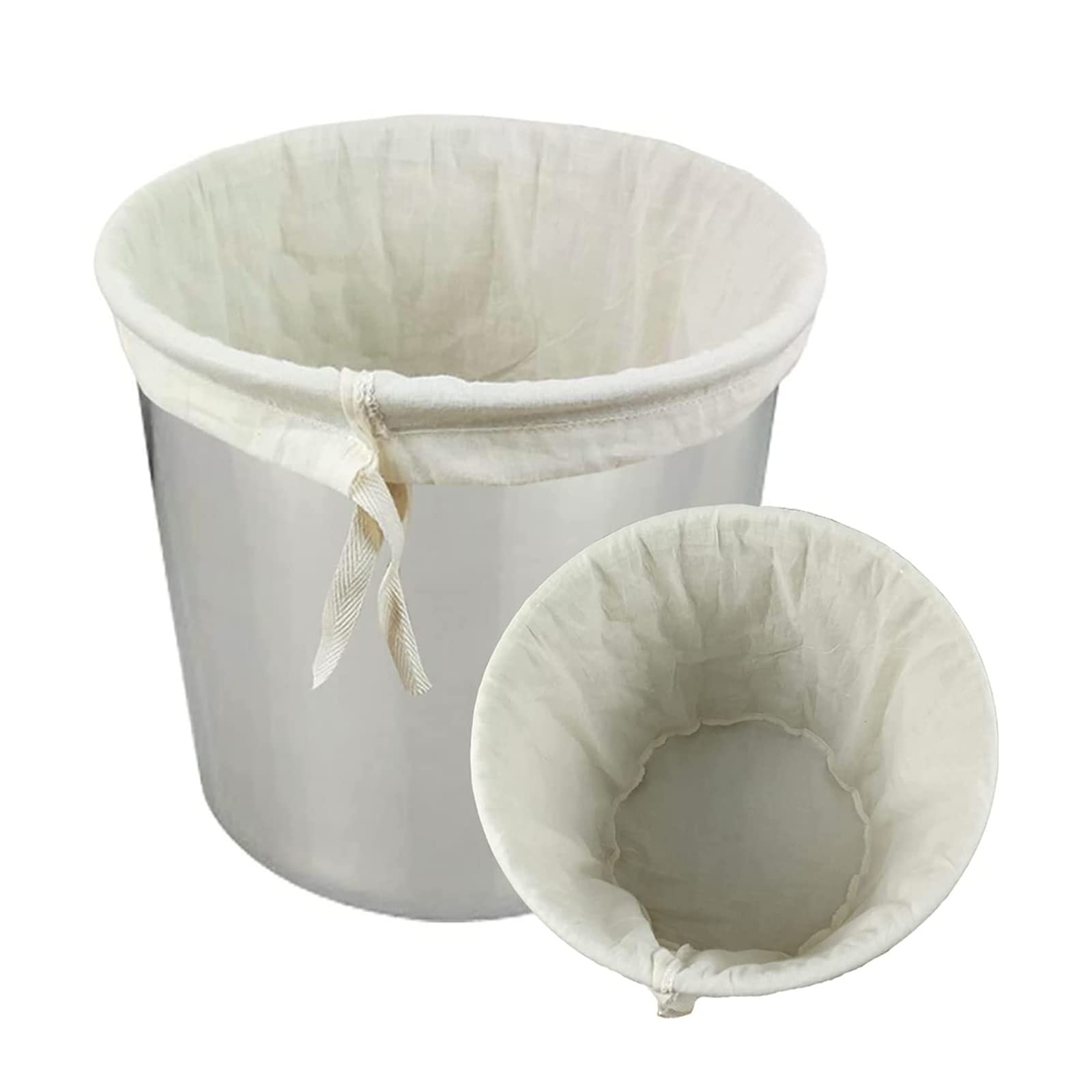 Cotton Muslin Bags for Straining Reusable Drawstring Home Brew Bag for Beer Wine Jam Fruits Nut Milk and Yogurt 20 * 30cm & 40 * 50cm (Pack of 2 pcs)