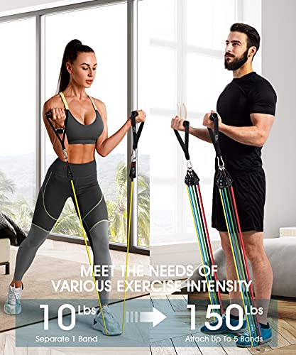 Resistance Bands Set - Workouts Bands for Men and Women, Exercise Bands with Handle, Door Anchor, Legs Ankle Straps… - Image 3