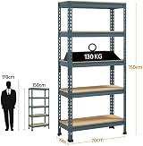 Yaheetech 2 Pack Heavy Duty 5 Tier Shelving Unit 750kg Capacity Neptune Blue view 3