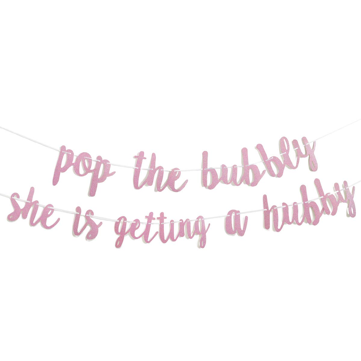 Photo 1 of Bachelorette Party Decorations Glitter Rose Gold Pop The Bubbly She is Getting A Hubby Banner Bridal Shower Engagement Wedding Girls Night Out Hen Party Supplies Rose Golden Photo Props
