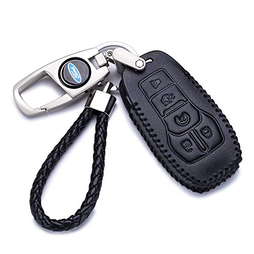 QZS Key Chain Fob Cover Shell - 2020 Remote Ker Ring Case Bag Black for Ford Fusion Mustang F150 Lincoln MKZ MKC MKX Keyless Entry Smart Remote (Ford-2 Black)