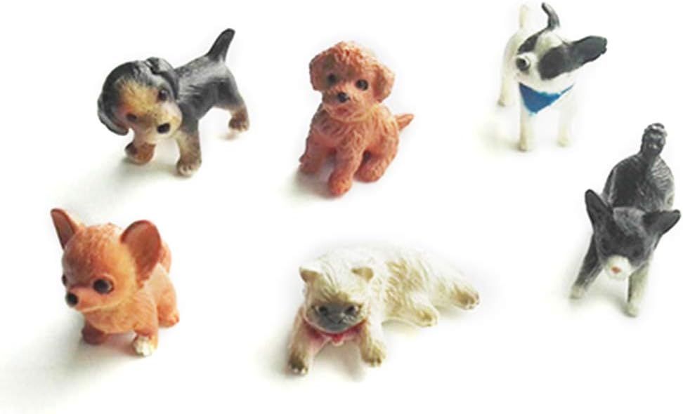 LLLucky 6Pcs Mini Cat Dog Model Simulation Cat Dog Figurines 1:12 Miniature Pet Model Decoration