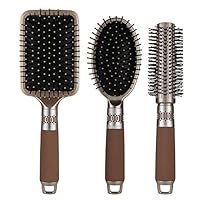 NVTED 3PCS Hair Combs, Massage Paddle Round Brush Hair Brushes Set Anti Static Detangling Air Cushion Bristle Combs Hair Brush Designed for Women& Men,for Wet, Dry, Thick, Thin, Curly hair