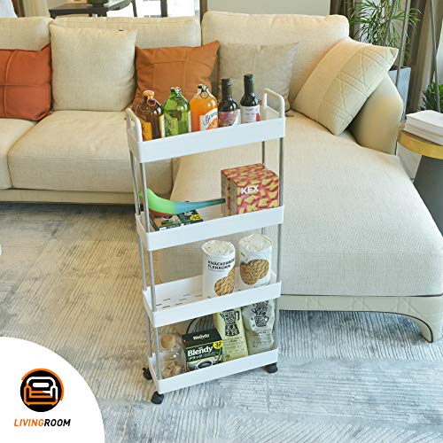 Ronlap 4 Tier Skinny Storage Rolling Cart, Thin Storage Cart with