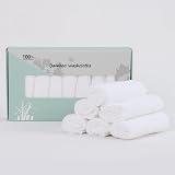 Fairy Baby 8 Pack Baby Washcloths 100% Organic Bamboo Reusable Towels White