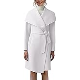 Cicy Bell Women's Pea Trench Coat Lapel Collar Long Jacket Open Front Belted Overcoat with Pockets