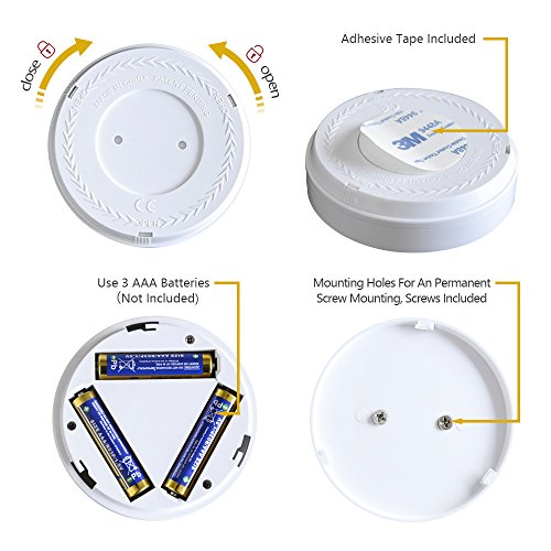 HONWELL LED Puck Light 5 Pack RGB Color Changing Closet Light with Battery Powered Selectable Dimmer Tap Light Round Shape (3000K)