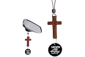 Yeanifeana Cross for Car Mirror Hanging Christian, Christian Religious Gift Cross Charm Rear View Mirror Hanging Pendant, Dai