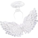 Angel Costume Wings White Angel Adult Wings for Kids Woman's Girls Halloween Christmas (White)