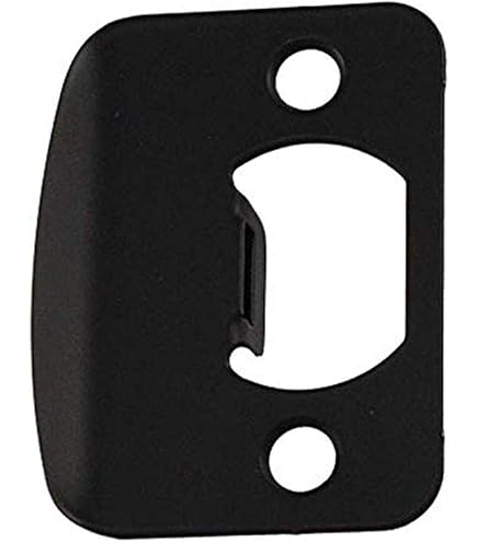 Semetall Deadbolt Strike Plate (1" X 2-1/4") - Round Corner, Black - 4 Pack With Screws