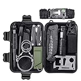 JINAGER Emergency Survival Kits 12-in-1, Outdoor Emergency Gear Kits Folding Knife, Multi Plier, Flashlight, Survival Bracelet, Tactical Pen Traveling/Hiking/ Biking/Climbing/ Hunting