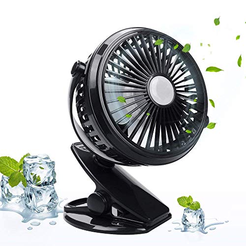 Click Here to See More Images Battery Operated Clip on Desk Fan, Allkeys Mini USB Portable Fan for Baby Stroller, Car, Treadmill, Office, Home and Outdoor