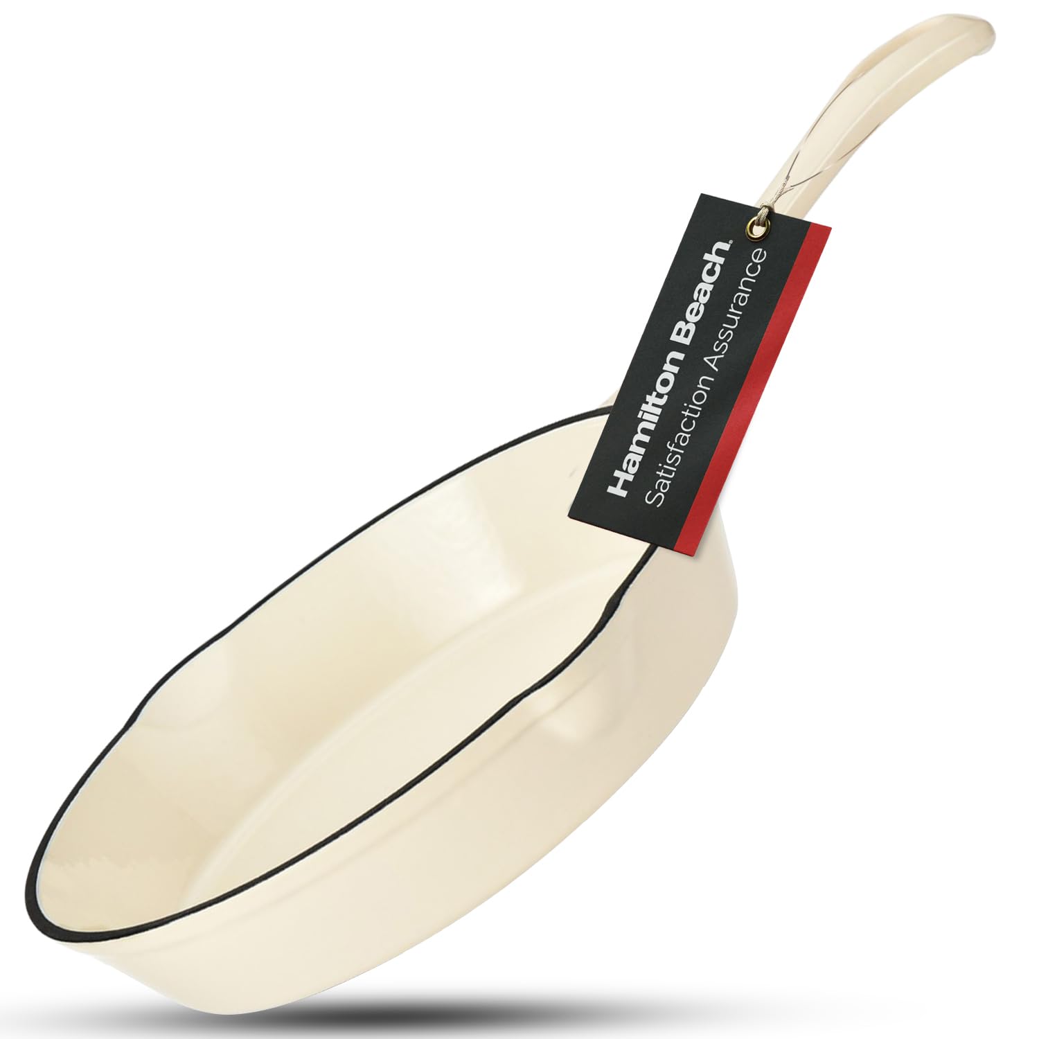 Photo 1 of Hamilton Beach Enameled Cast Iron Fry Pan 8-Inch Cream, Cream Enamel Coating, Skillet Pan for Stove Top and Oven