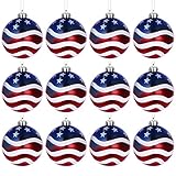 LUOEM July of 4th Ball Hanging Independence Day Party Decor Patriotic Ball Ornaments Holiday Wedding Tree Decorations,Pack of 12