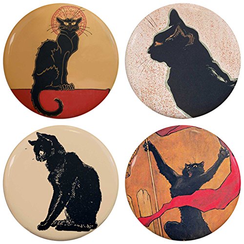 Buttonsmith Steinlen Les Chats Noir Black Cats Art Nouveau 1.25