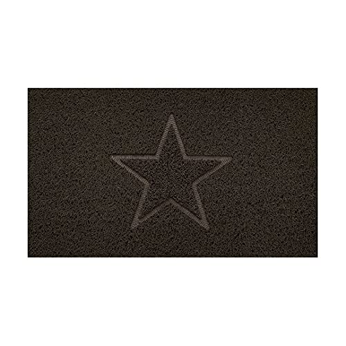 Nicoman Embossed Spaghetti Door Mat Dirt-Trapper Jet-Washable Doormat 70x43cm (Brown, STAR Shape) - Use Indoor or Sheltered Outdoor