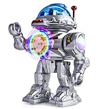 Prextex Shooting Disc Combat Robot Toy Shoots Soft Discs, LED Flashing Lights and Sound, Walks, Talks, and Dances