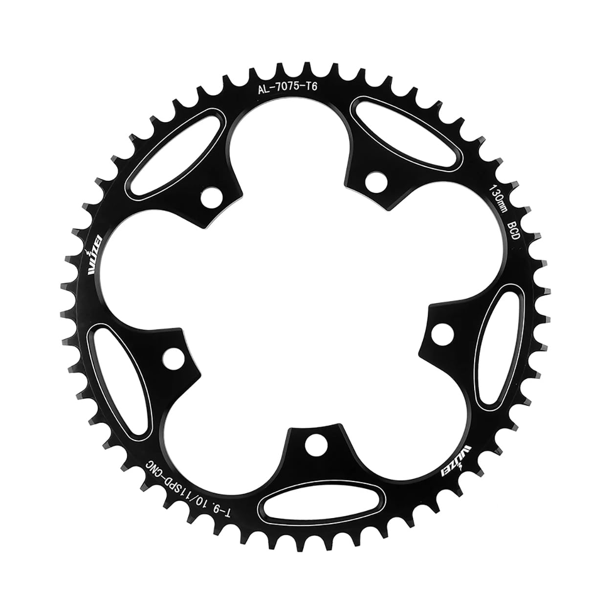 BIKECO Bicycle Narrow Wide Chainring 110/130BCD 5 Screws Round Bicycle Chainring 36/38/40/42/44/46/48/50/52/54/56/58/60T Bicycle Chainring for 9 10 11 Speed Road Bike MTB (130BCD,50T)