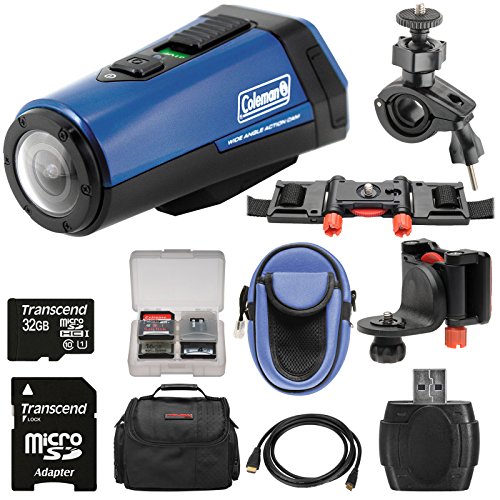 Coleman Aktivsport CX9WP GPS HD Video Action Camera Camcorder (Blue) with 32GB Card + Cases + Kit