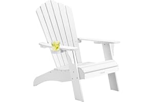 Cecarol Oversized Adirondack Chair Plastic, Outdoor Fire Pit Chair with Cup Holder, Adirondack Patio Chair Weather Resistant for Outside, Porch, Lawn, Garden- AC01, White