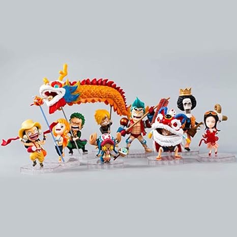 Amazon Co Jp ワンピースgkフィギュア チャイニーズドラゴンダンス ライオンダンス 9人用麦わら帽子グループ キャラクターモデルセット ホーム キッチン